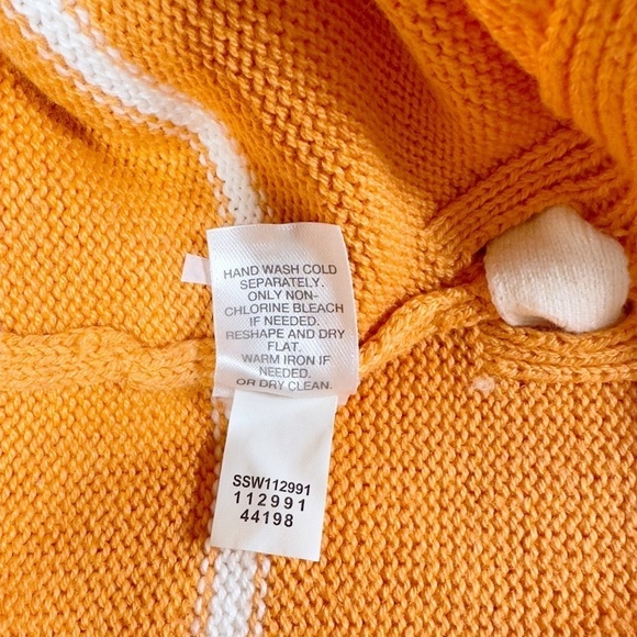 J. Jill Long Sleeve Orange White Striped Side Tie Crew Neck Knit Sweater Size M - Picture 9 of 9